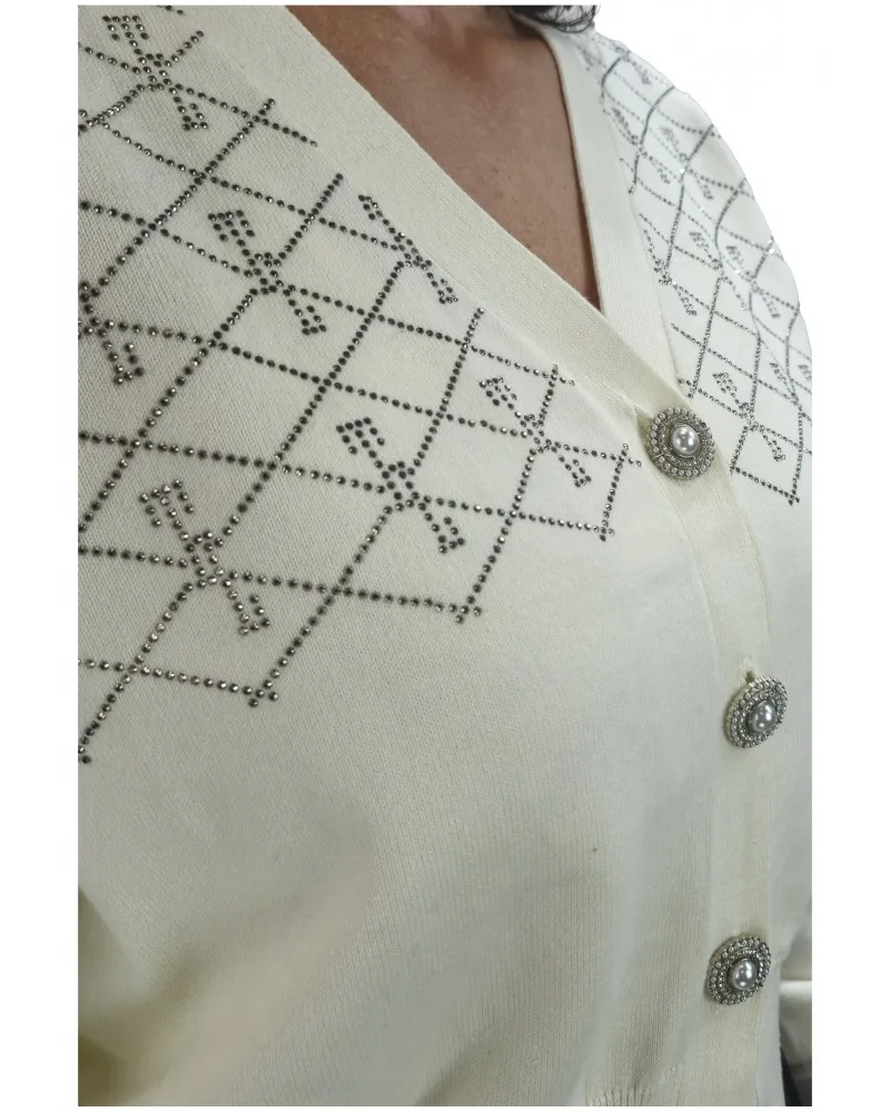 TRASH AND LUXURY   TWIN SET CON STRASS Y BOTONES JOYA COLOR CRUDO
