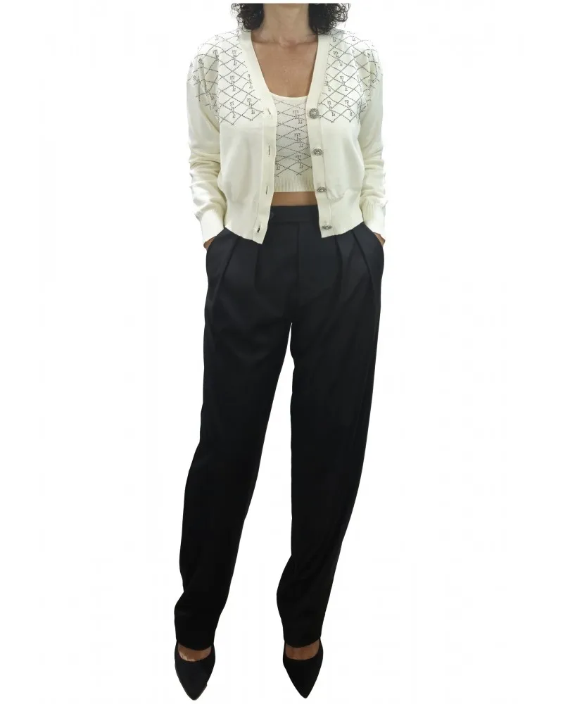 TRASH AND LUXURY   TWIN SET CON STRASS Y BOTONES JOYA COLOR CRUDO