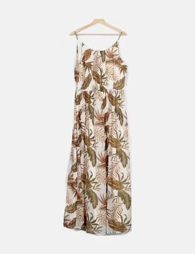 Vero Moda Vestido blanco estampado tropical