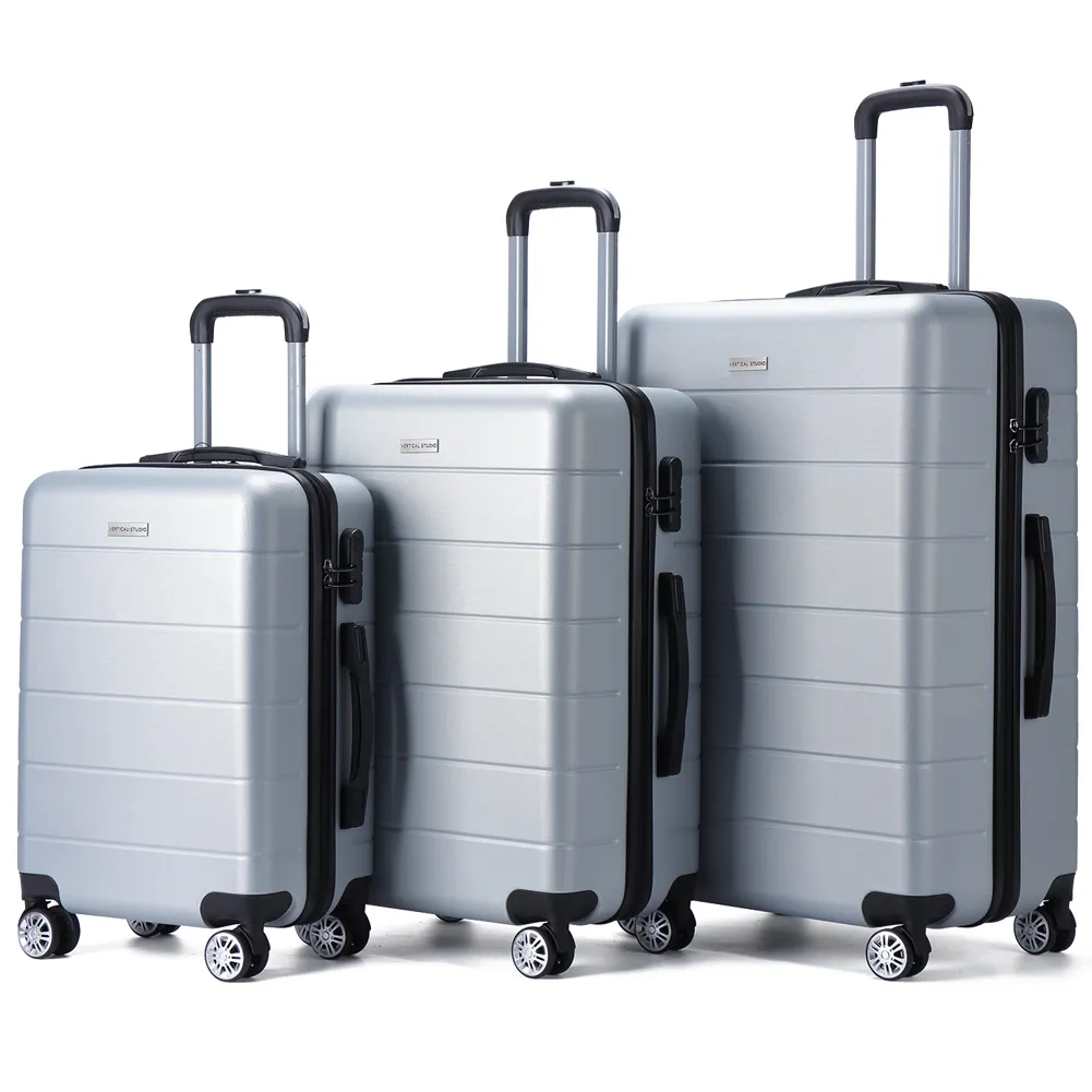 VERTICAL STUDIO "Aalborg" 20" 24" 28" Maleta 3 piezas Conjunto plata
