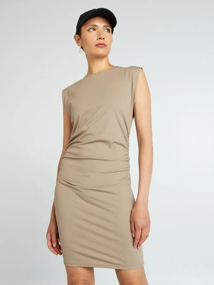 VESTIDO ENTALLADO DE PUNTO DE CANALé  BEIGE