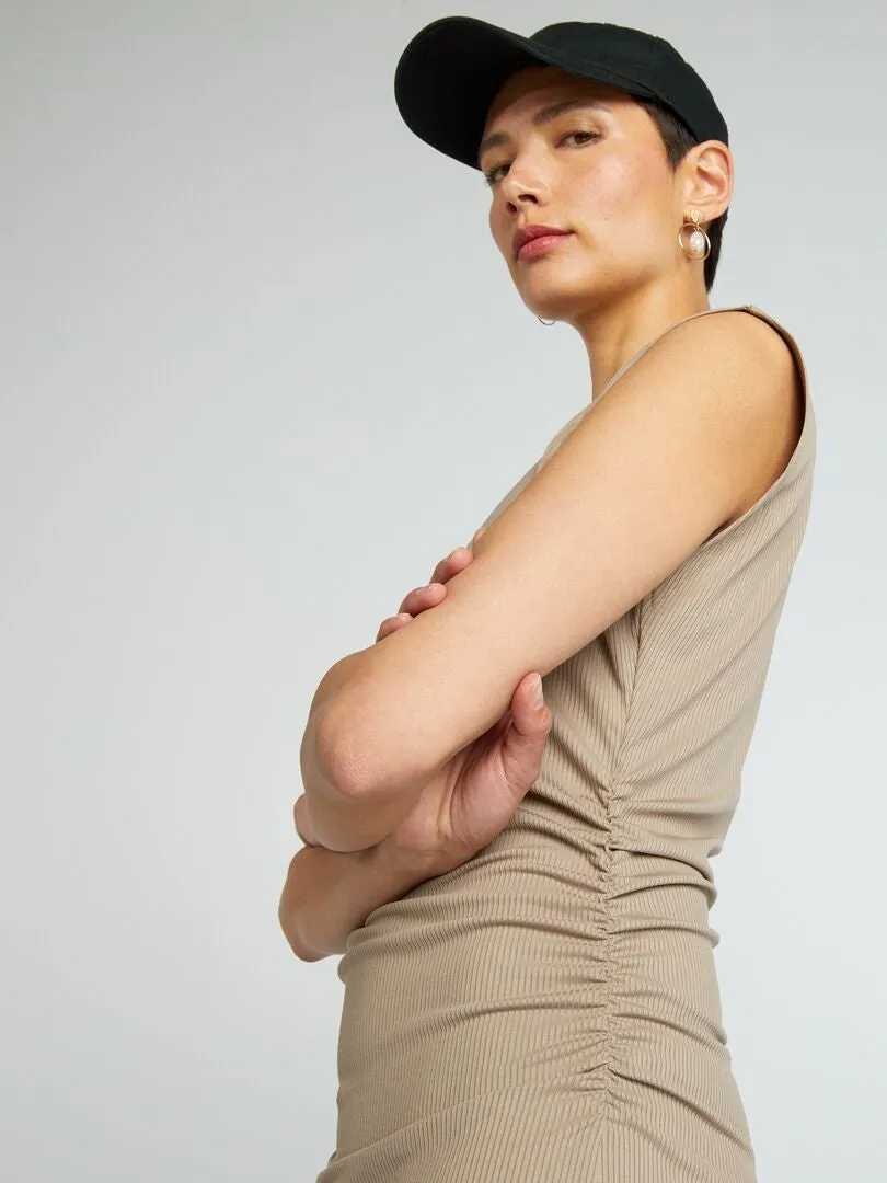 VESTIDO ENTALLADO DE PUNTO DE CANALé  BEIGE