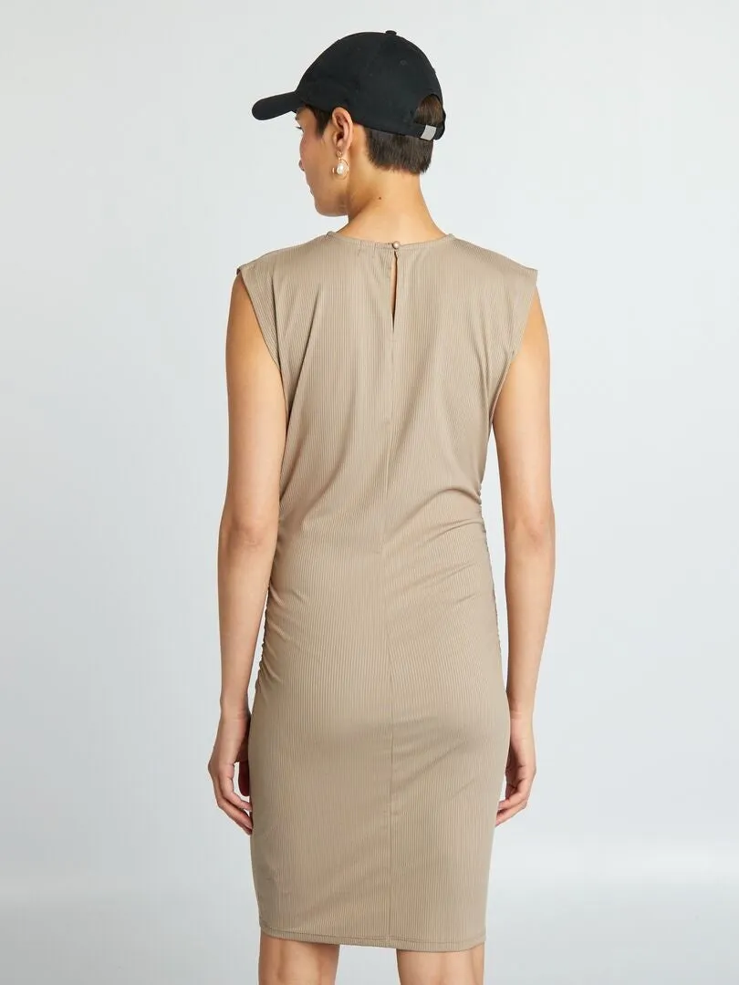 VESTIDO ENTALLADO DE PUNTO DE CANALé  BEIGE