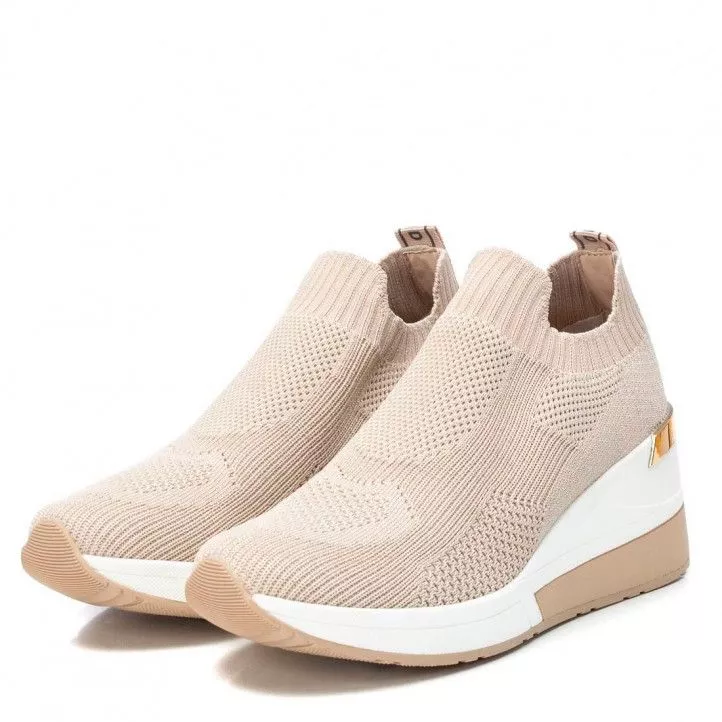 Zapatillas cuña Xti 04451503 beiges de tela con cuña