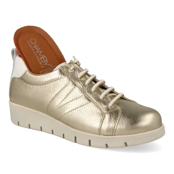 ZAPATILLAS de VESTIR MUJER PIEL MOD. YUKIRO DORADO