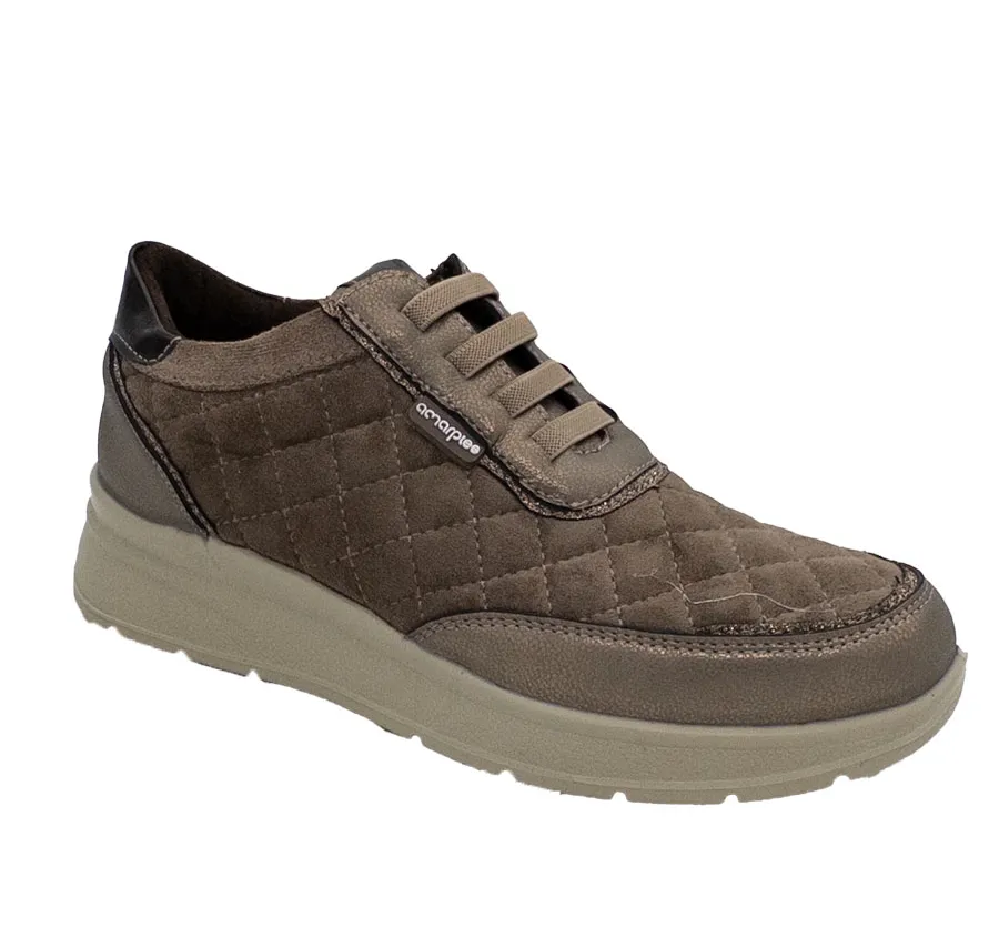 ZAPATO AMARPIES ATL25451MEG CUÑA COMBINADO GUATEADO TAUPE CÓMODO PARA MUJER PLANTILLA ACOLCHADA MEMORY SPONGE 28145