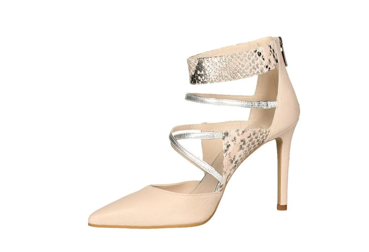 Zapato Descubierto Rosa/plata Tiras Empeine y Pulsera Serpi
