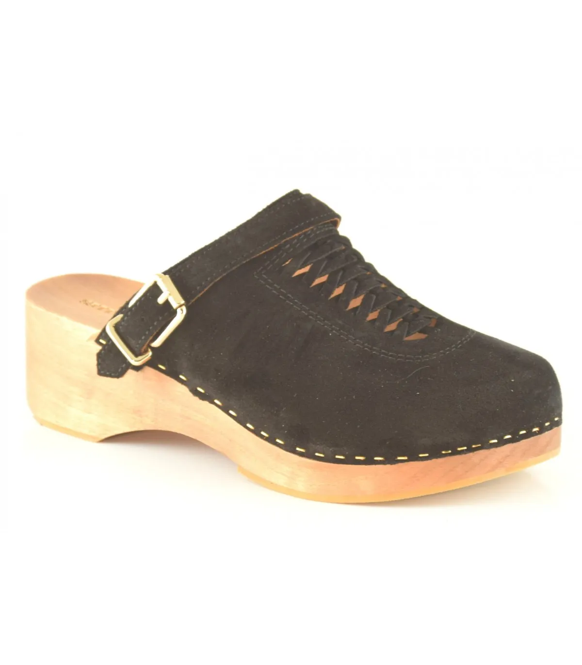 Zuecos para mujer en velour negro